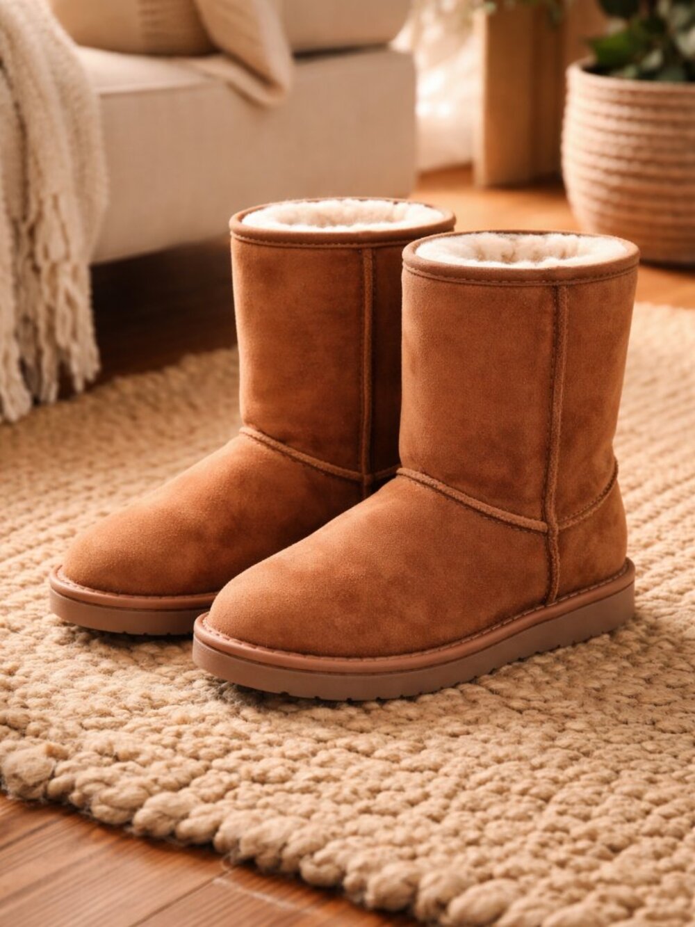 NEW IN BOX Women’s Chestnut Suede Winter Boots Size 5 Wide – Cozy Faux Fur Lined